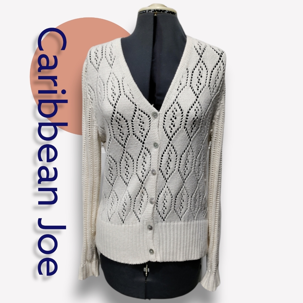Caribbean Joe ivory loose knit sweater women's size Medium